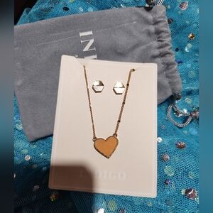 Indigo authority necklace and earring set